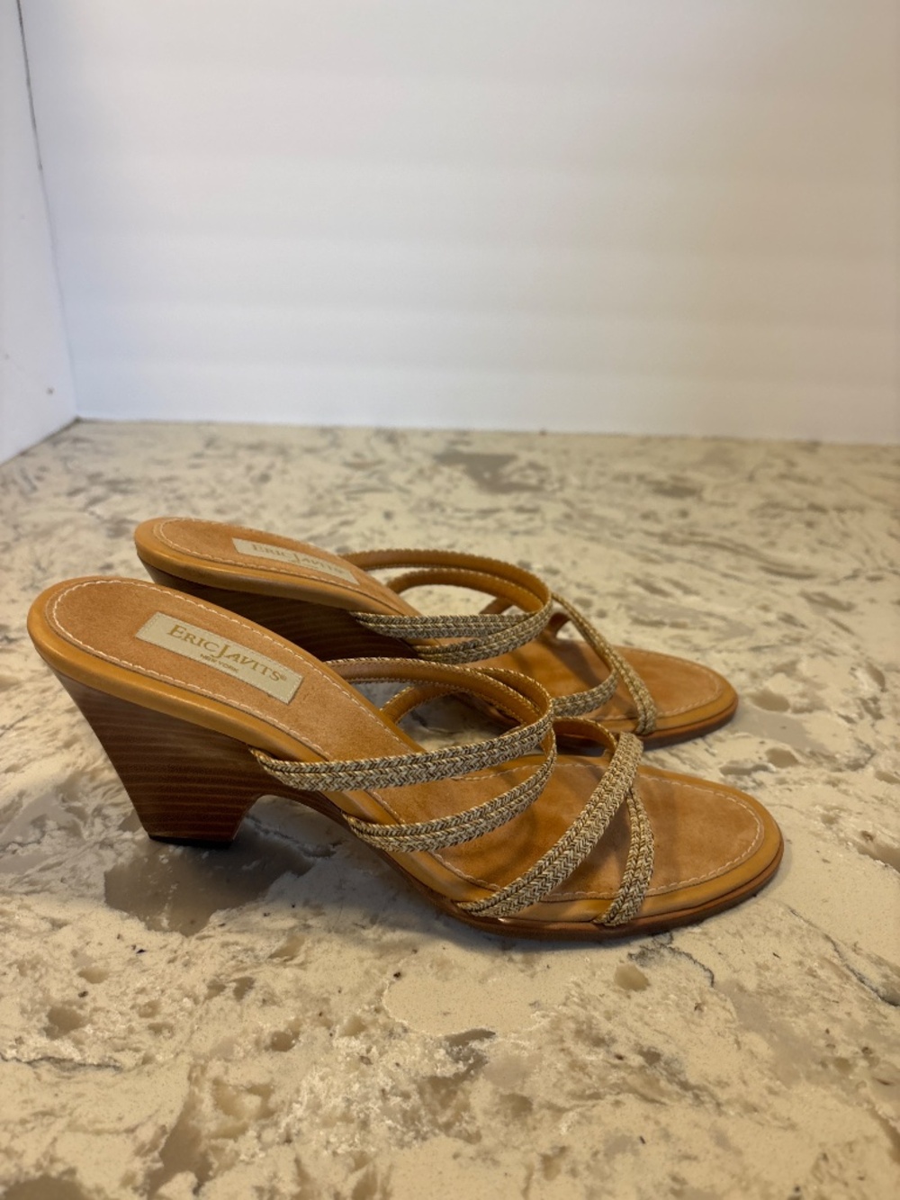 EUC Vintage Eric Javits New York Strappy Wedge Slide Sandals Size 9.5 N - Picture 5 of 6